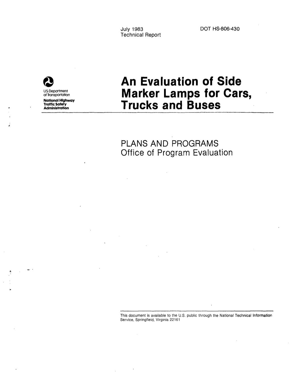 An Evaluation of Side Marker Lamps for Cars, Trucks and Buses