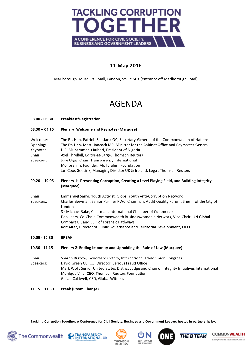 Agenda and Speakers