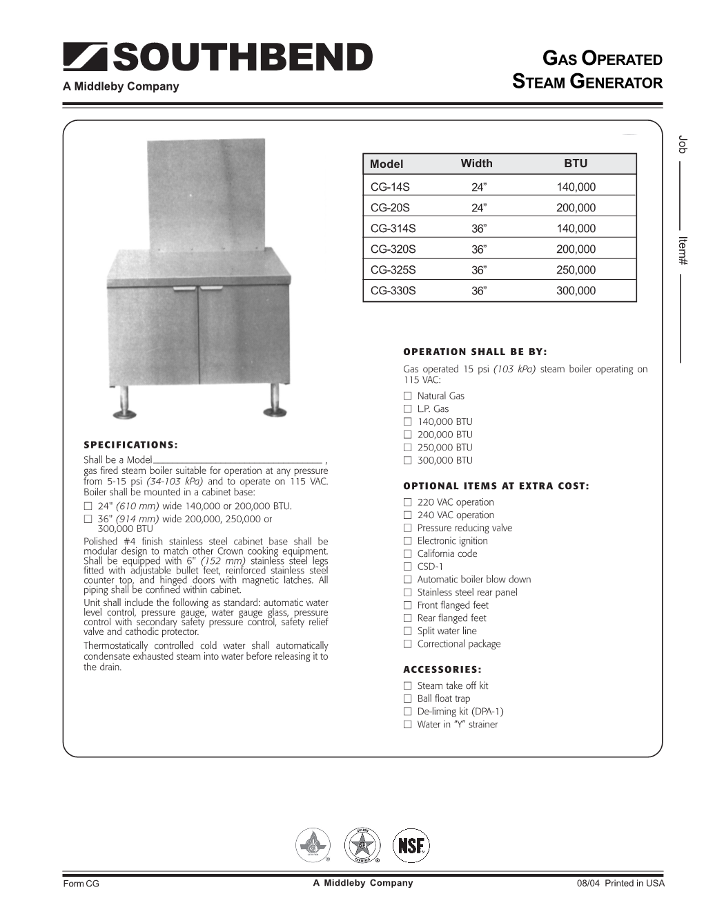 Gas Operated Steam Generator