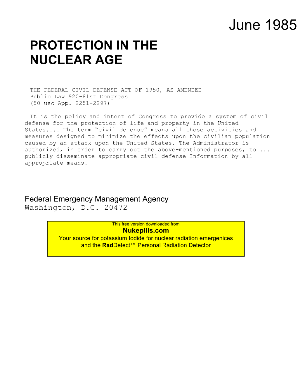 FEMA Nuclear War Survival