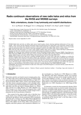 Radio Continuum Observations of New Radio Halos and Relics from the NVSS and WENSS Surveys Relic Orientations, Cluster X-Ray Luminosity and Redshift Distributions