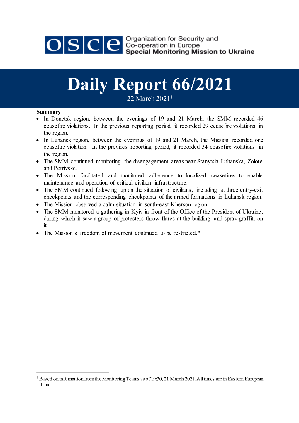 Daily Report 66/2021 22 March 20211