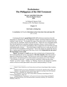 Ecclesiastes: the Philippians of the Old Testament