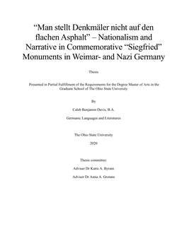 Monuments in Weimar- and Nazi Germany