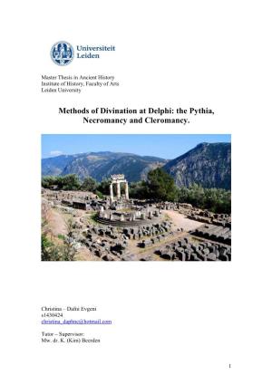 Methods of Divination at Delphi: the Pythia, Necromancy and Cleromancy