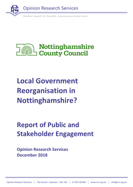 Local Government Reorganisation in Nottinghamshire?: Report of Public