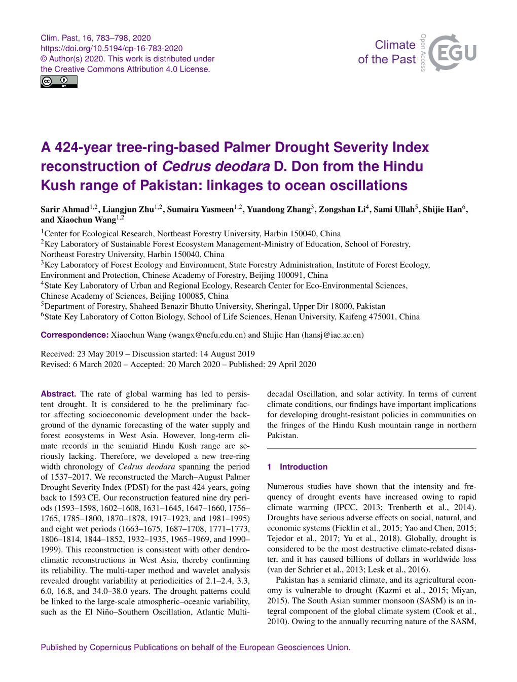 Article Is Available Akbar, M., Ali, S., Hyder, S., Ali, M., Begum, F., and Raza, G.: Online At