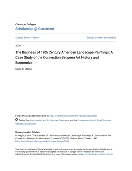 The Business of 19Th Century American Landscape Paintings: a Case Study of the Connection Between Art History and Economics