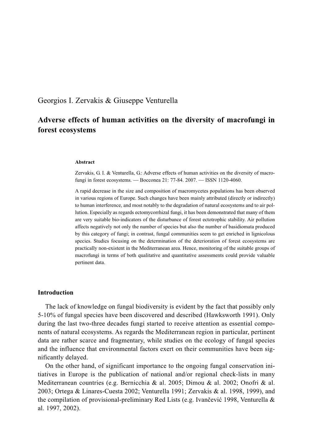 Georgios I. Zervakis & Giuseppe Venturella Adverse Effects Of