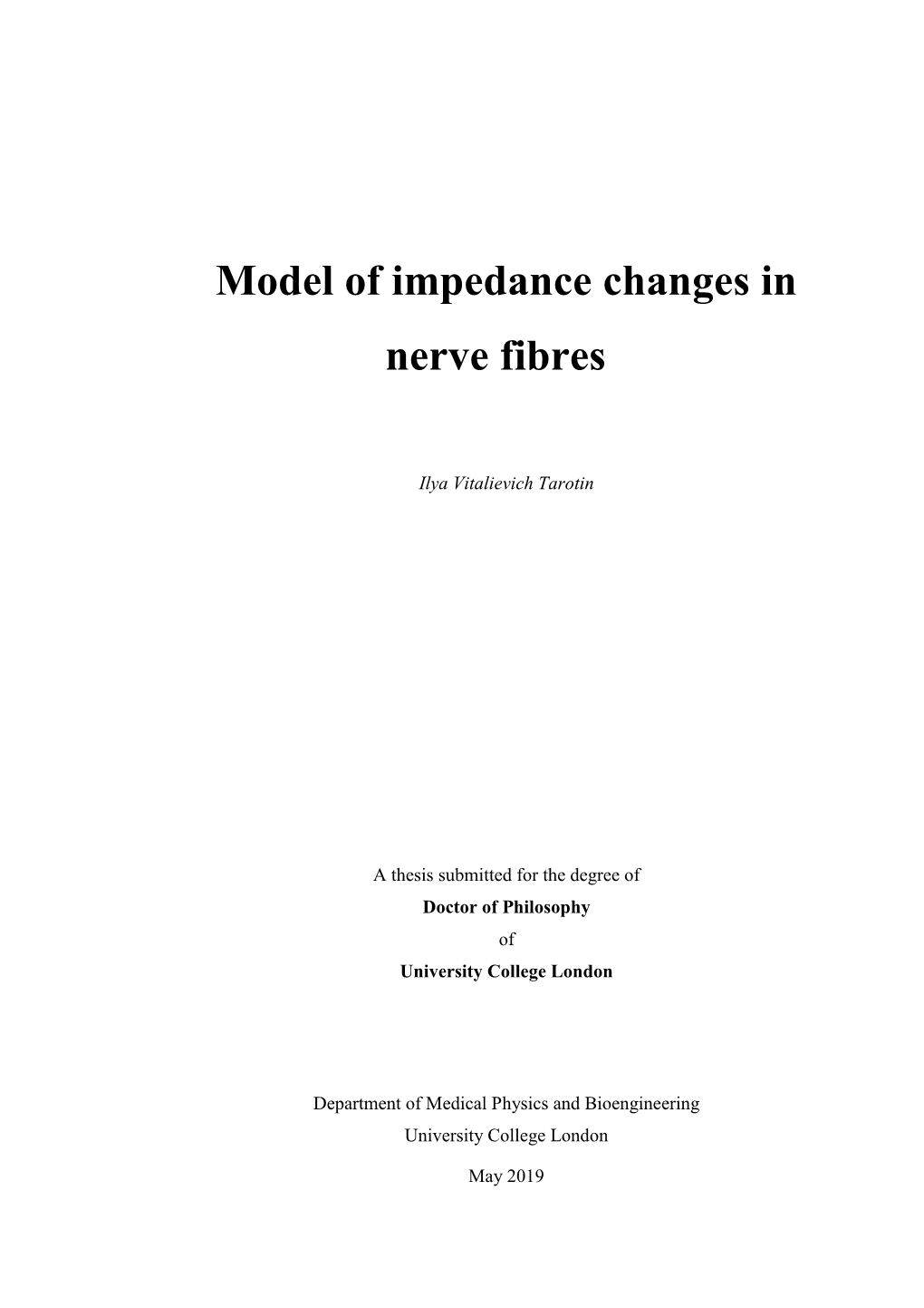 Model of Impedance Changes in Nerve Fibres