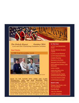 October 2014 in This Issue Lewis and Clark Trail Heritage Foundation Newsletter LCTHF Trail Stewardship