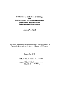 A Collection of Poetry), and the Daughter: the Roles of the Father, the Speaker and the Reader in the Work of Sharon Olds