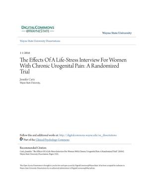 The Effects of a Life-Stress Interview for Women with Chronic Urogenital Pain: a Randomized Trial" (2016)