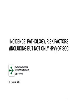 Incidence, Pathology, Risk Factors (Including but Not Only Hpv) of Scc