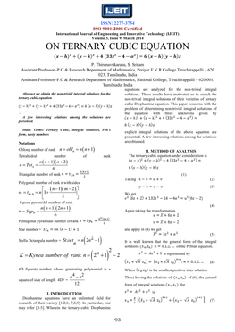 On Ternary Cubic Equation