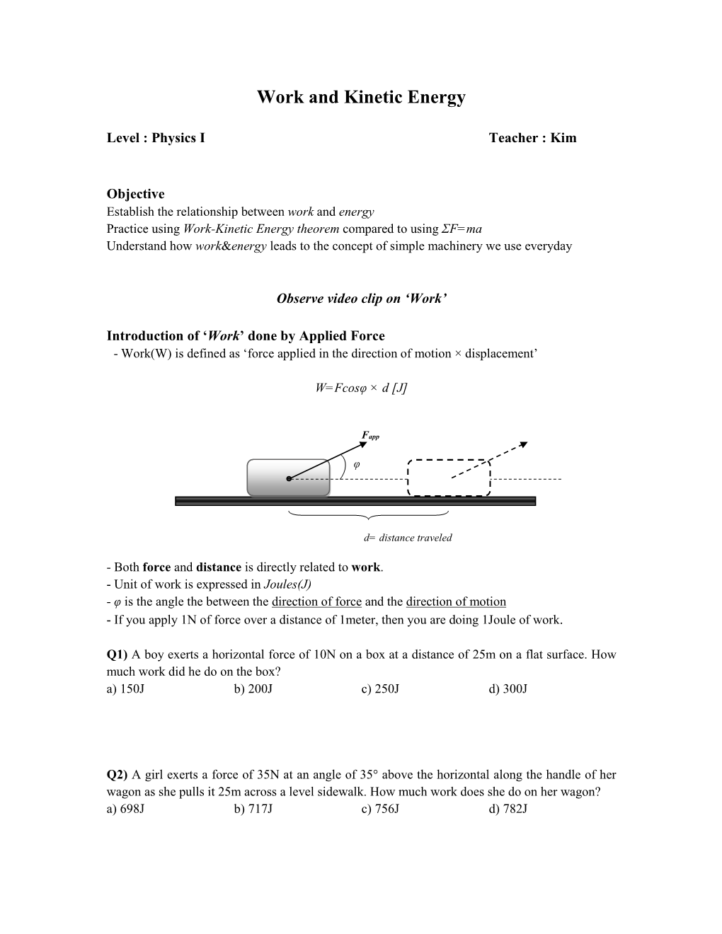 Work and Kinetic Energy