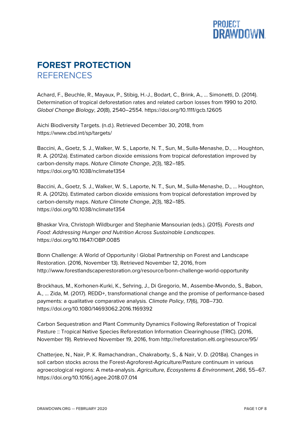 Forest Protection References