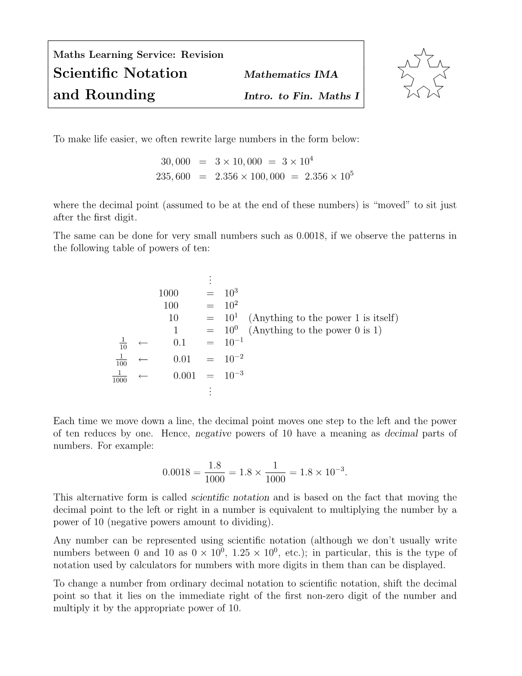 Scientific Notation and Rounding