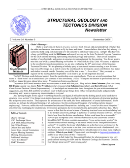 STRUCTURAL GEOLOGY and TECTONICS DIVISION Newsletter