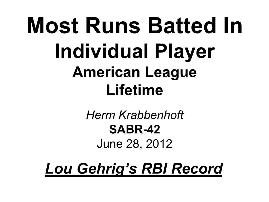 Lou Gehrig's RBI Record