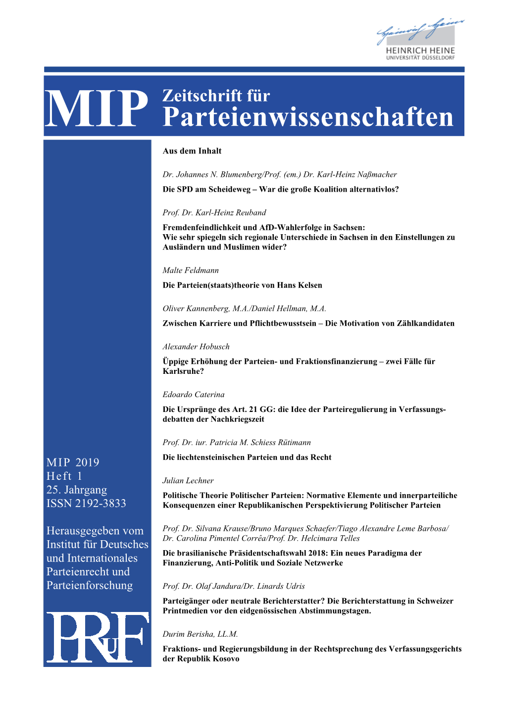 Zeitschrift Für Parteienwissenschaften