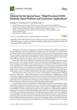 High-Precision GNSS: Methods, Open Problems and Geoscience Applications”