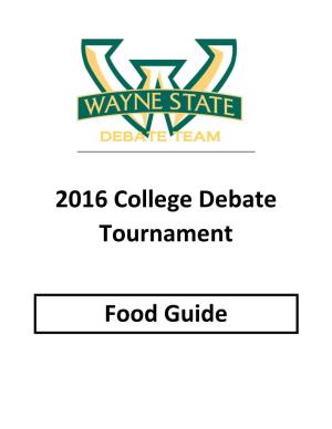 2016 College Debate Tournament Food Guide