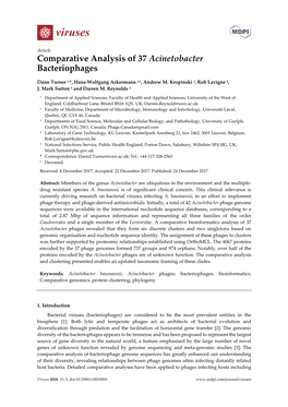 Comparative Analysis of 37 Acinetobacter Bacteriophages