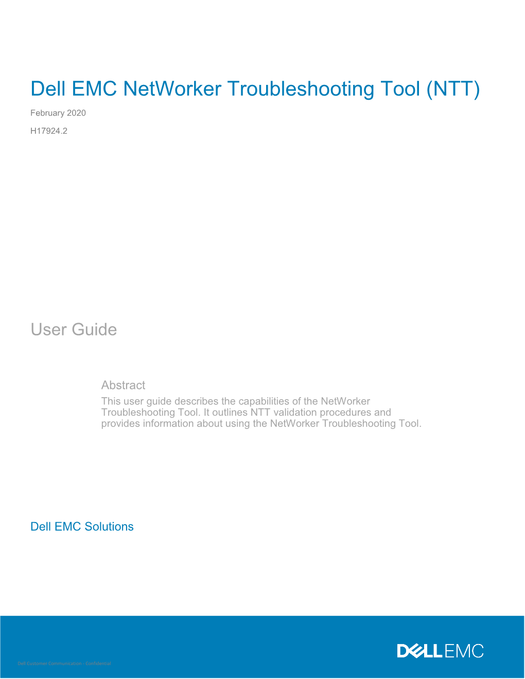 Dell EMC Networker Troubleshooting Tool User Guide Contents