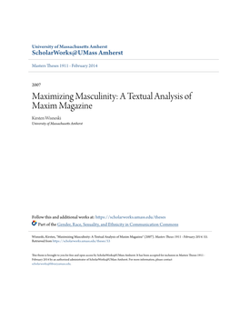 A Textual Analysis of Maxim Magazine Kirsten Wisneski University of Massachusetts Amherst