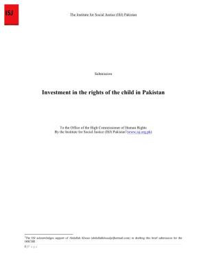 Investment in the Rights of the Child in Pakistan