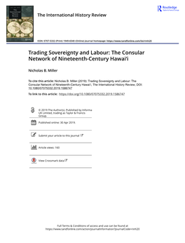 Trading Sovereignty and Labour: the Consular Network of Nineteenth-Century Hawai'i