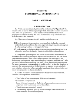 Chapter 10 DEPOSITIONAL ENVIRONMENTS PART I: GENERAL
