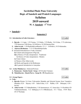 M.A. Sanskrit I Year Syllabus