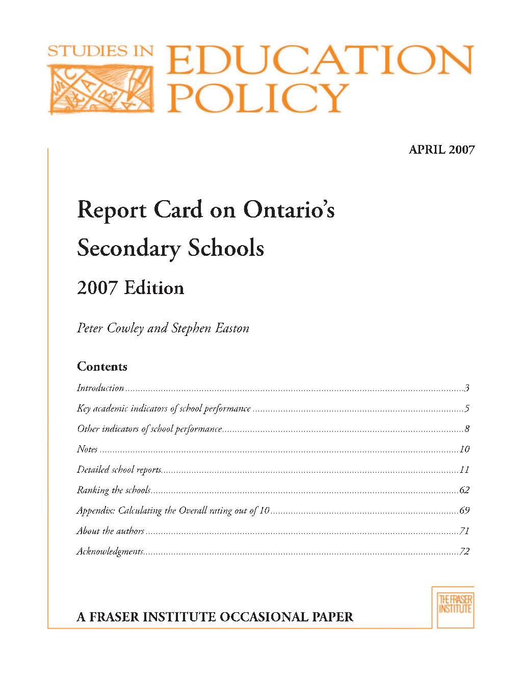 Report Card on Ontario's Secondary Schools: 2007 Edition
