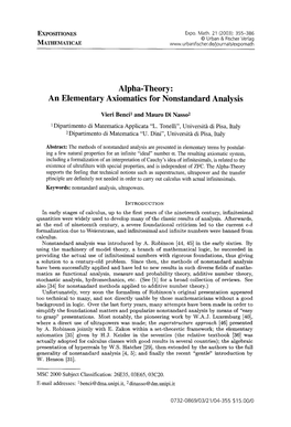 Alpha-Theory: an Elementary Axiomatics for Nonstandard Analysis