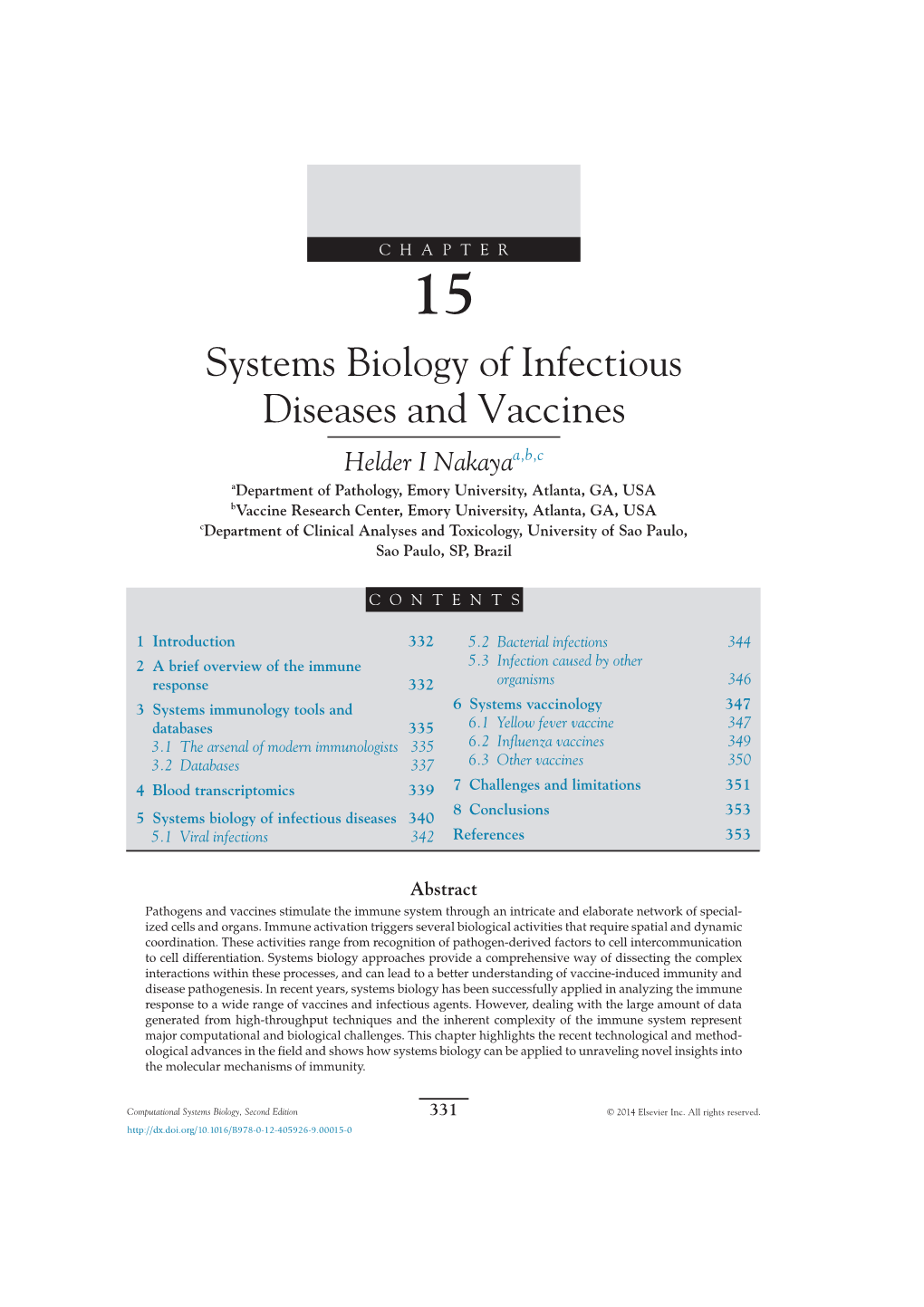 Systems Biology of Infectious Diseases and Vaccines