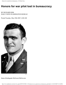 Honors for War Pilot Lost in Bureaucracy - NY Daily News
