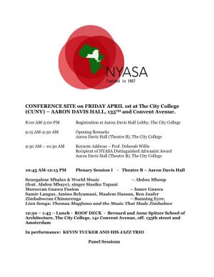 CONFERENCE SITE on FRIDAY APRIL 1St at the City College (CUNY) – AARON DAVIS HALL, 135TH and Convent Avenue