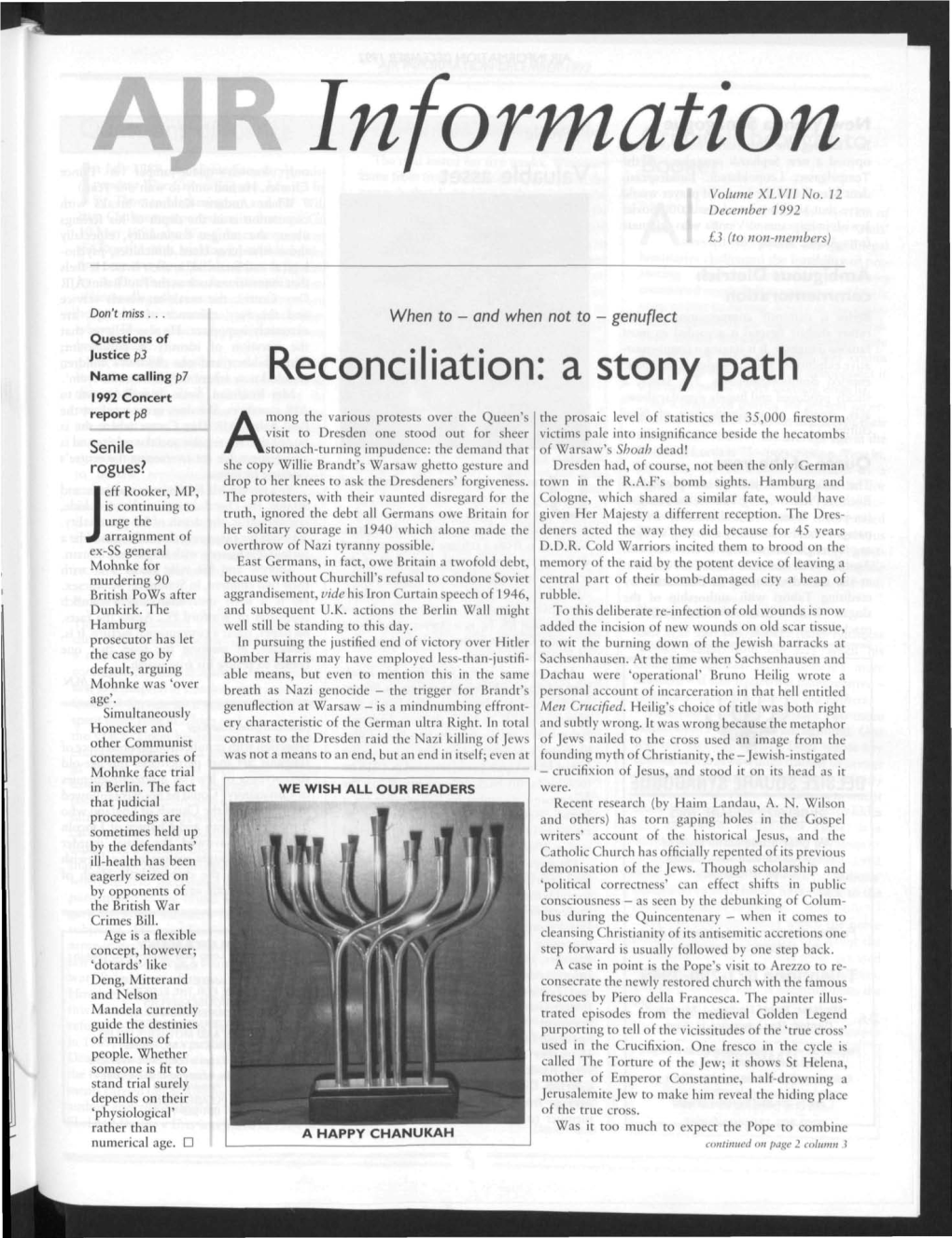 Reconciliation: a Stony Path