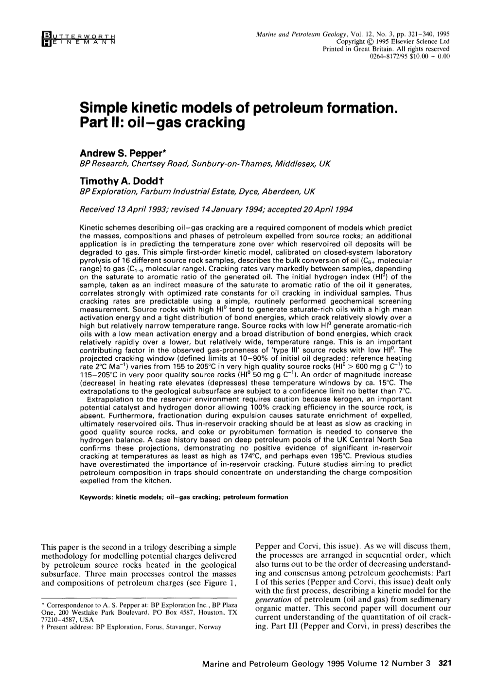 Simple Kinetic Models of Petroleum Formation. Part II: Oil-Gas Cracking