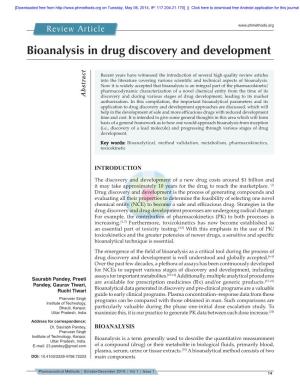 Bioanalysis in Drug Discovery and Development
