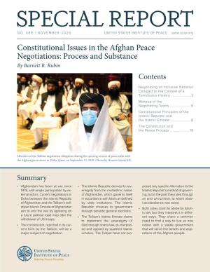 Constitutional Issues in the Afghan Peace Negotiations: Process and Substance by Barnett R