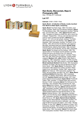 Rare Books, Manuscripts, Maps & Photography (489) Lot
