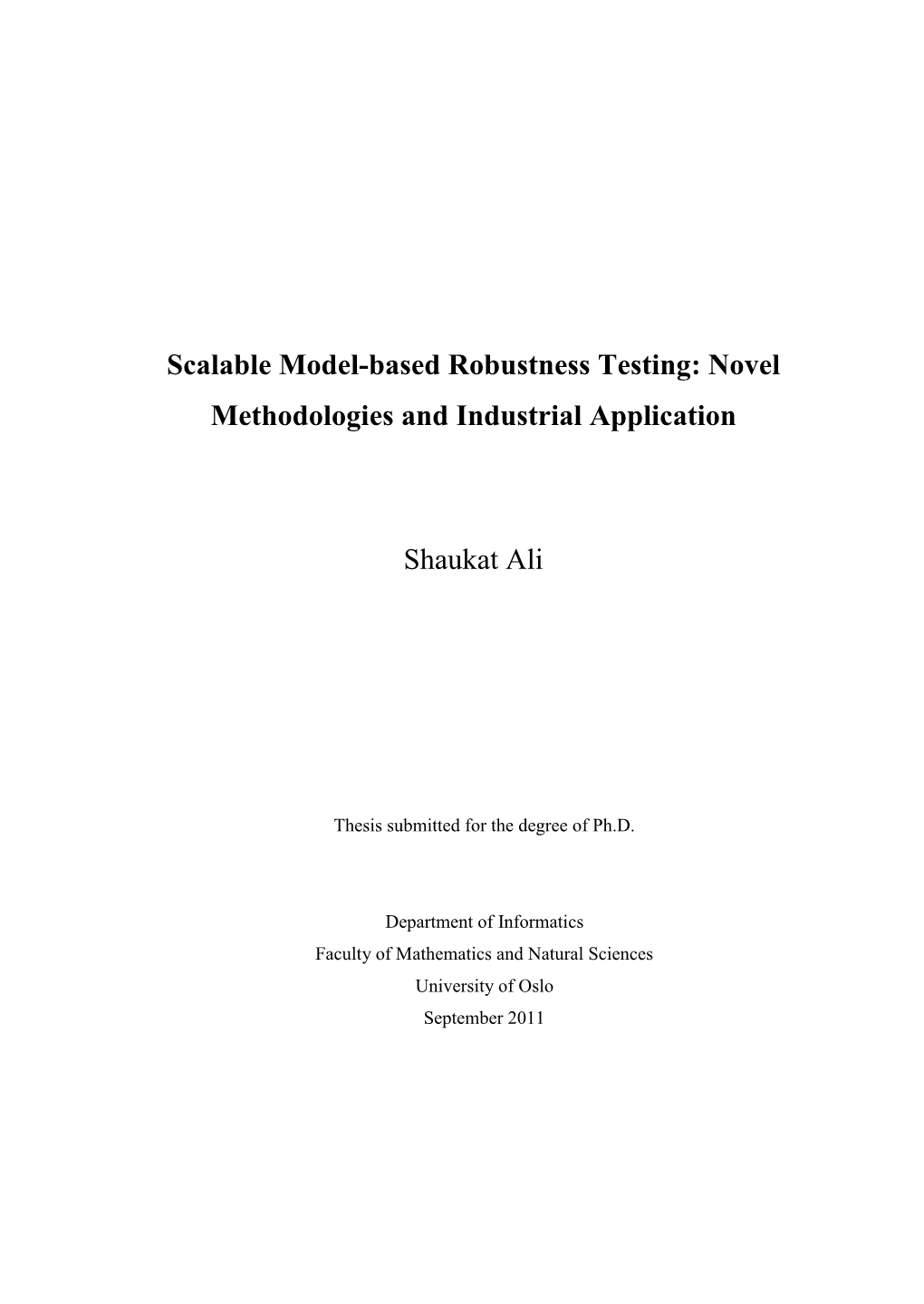 Scalable Model-Based Robustness Testing: Novel Methodologies and Industrial Application