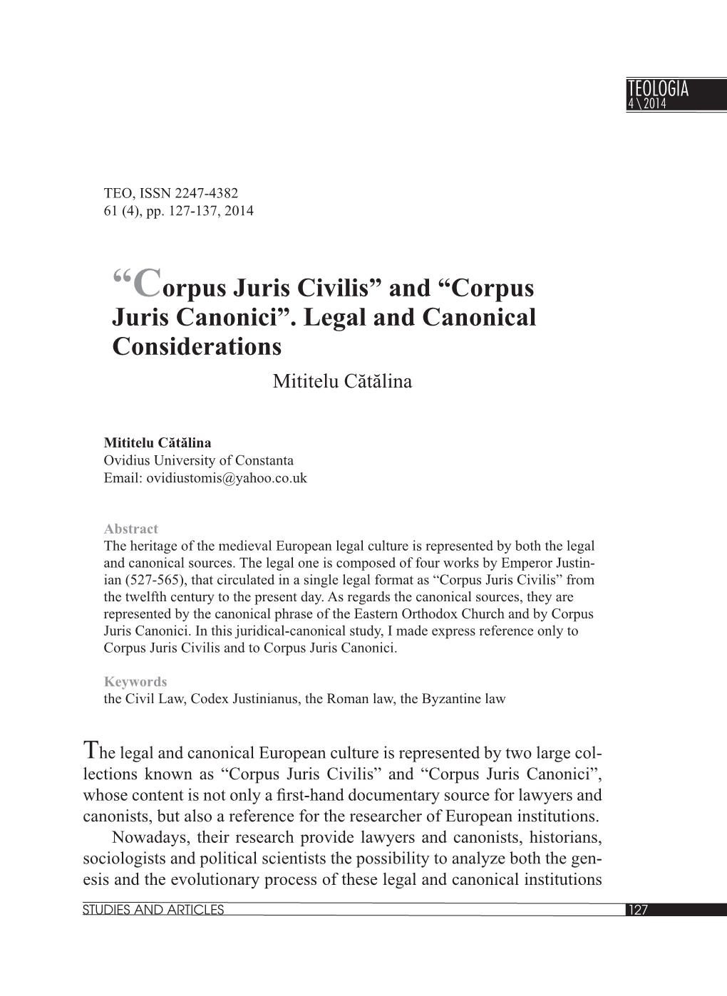 Corpus Juris Civilis” and “Corpus Juris Canonici”