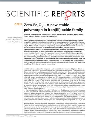 Zeta-Fe2o3 – a New Stable Polymorph in Iron(III) Oxide Family