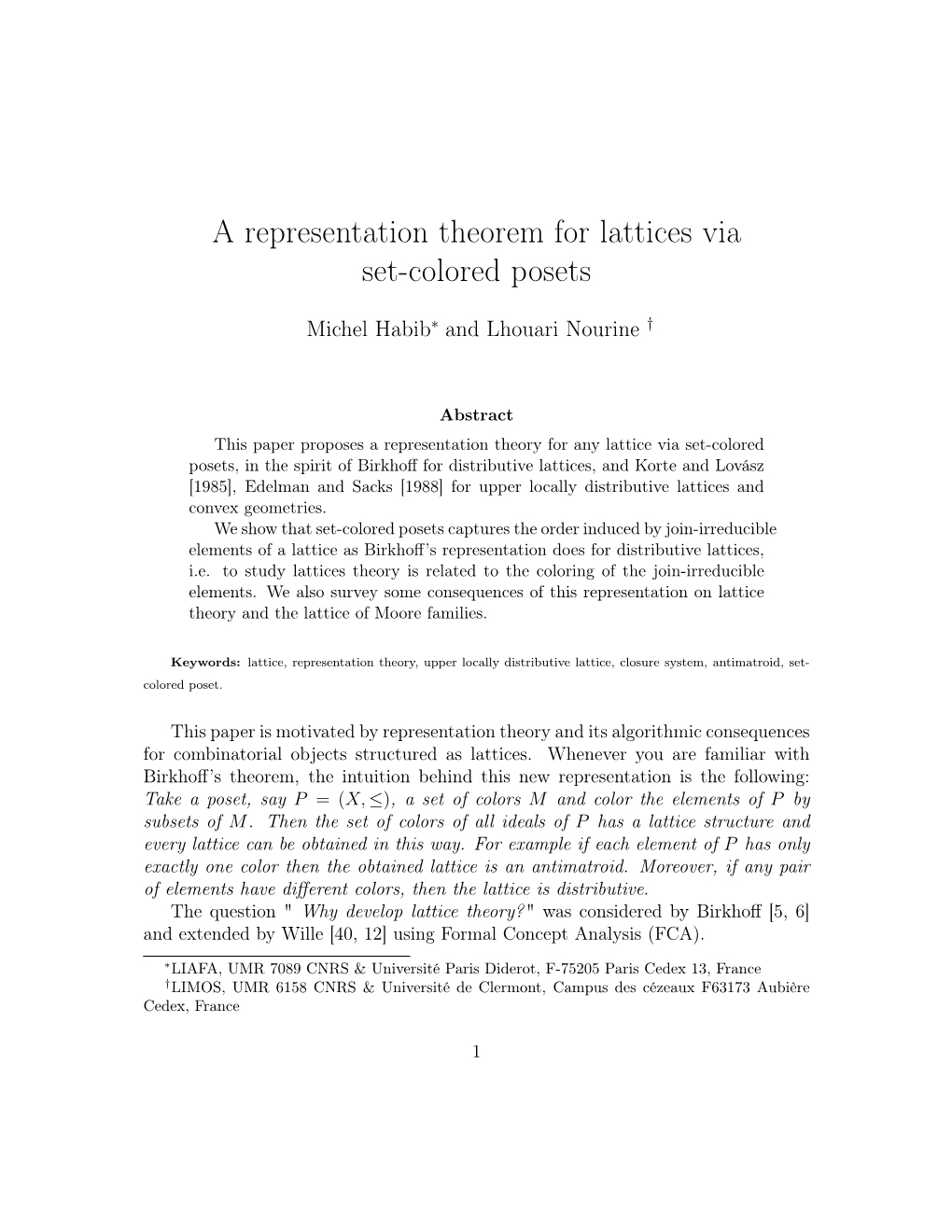 A Representation Theorem for Lattices Via Set-Colored Posets