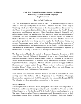 Civil War Troop Movements Across the Plateau Following the Tullahoma Campaign Ralph Thompson