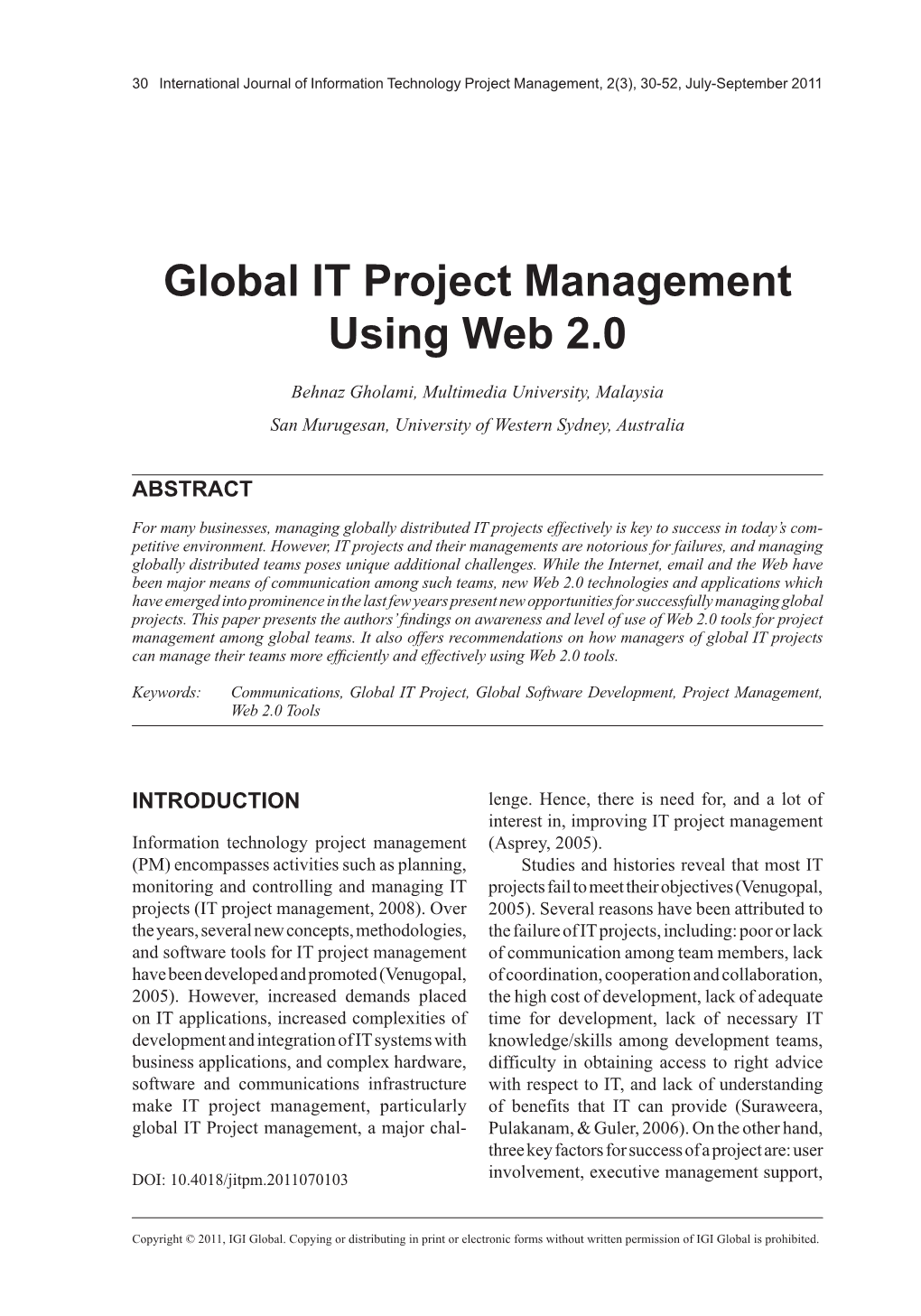 Global IT Project Management Using Web 2.0